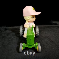 Precious Moments JOHN DEERE Riding Towards Greener Pastures Girl Pink Hat NEW