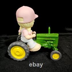 Precious Moments JOHN DEERE Riding Towards Greener Pastures Girl Pink Hat NEW