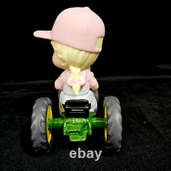 Precious Moments JOHN DEERE Riding Towards Greener Pastures Girl Pink Hat NEW