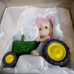Precious Moments JOHN DEERE Riding Towards Greener Pastures Girl Pink Hat NEW