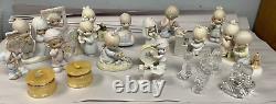 Precious Moments Lot Of 37 Figurines (31 Ceramic, 4 Crystal, 2 Trinket Boxes)