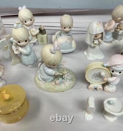 Precious Moments Lot Of 37 Figurines (31 Ceramic, 4 Crystal, 2 Trinket Boxes)
