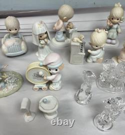 Precious Moments Lot Of 37 Figurines (31 Ceramic, 4 Crystal, 2 Trinket Boxes)
