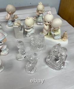 Precious Moments Lot Of 37 Figurines (31 Ceramic, 4 Crystal, 2 Trinket Boxes)
