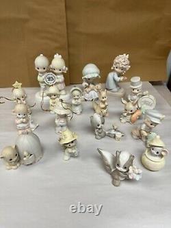 Precious Moments Lot Of 37 Figurines (31 Ceramic, 4 Crystal, 2 Trinket Boxes)