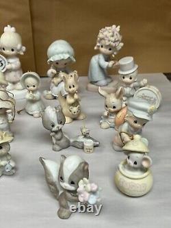 Precious Moments Lot Of 37 Figurines (31 Ceramic, 4 Crystal, 2 Trinket Boxes)