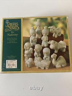 Precious Moments MINI NATIVITY 11 piece SET COME LET US ADORE HIM Green Box