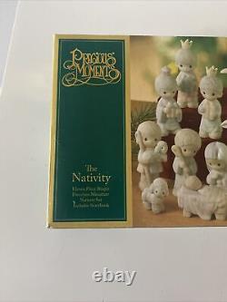 Precious Moments MINI NATIVITY 11 piece SET COME LET US ADORE HIM Green Box