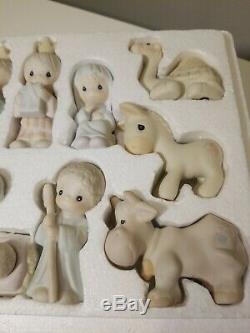 Precious Moments Mini Nativity 11 Piece Set Figures, Manger, Animals E-2395