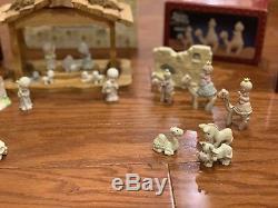Precious Moments Mini Nativity Set Pewter With Wooden Creche