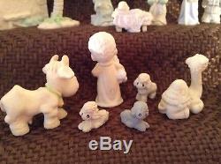 Precious Moments Miniature Painted Pewter Nativity Set / bonus trinket box