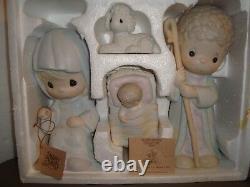 Precious Moments Nativity 9 Four Piece O Come Let Us Adore Him Rare 111333