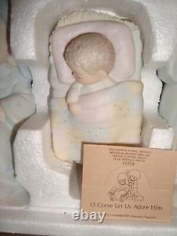 Precious Moments Nativity 9 Four Piece O Come Let Us Adore Him Rare 111333