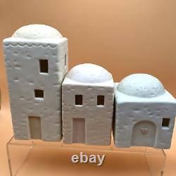 Precious Moments Nativity E-2387 Buildings & E-2395 Figurines in box from 1982