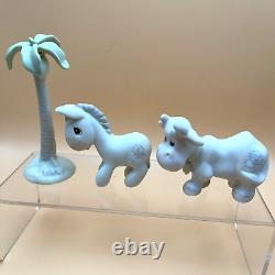Precious Moments Nativity E-2387 Buildings & E-2395 Figurines in box from 1982