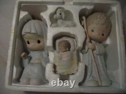 Precious Moments Oh Come Let Us Adore Him 4-piece 1987 Nativity Set Figures