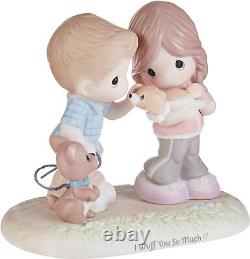 Precious Moments Porcelain Figurine Couple Puppies Multicolour Bisque Decore