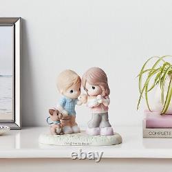 Precious Moments Porcelain Figurine Couple Puppies Multicolour Bisque Decore