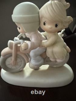 Precious Moments Porcelain Figurine Set of 5 Children, Motorcycle, Flowers