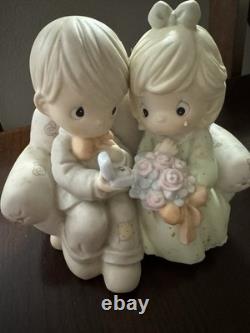 Precious Moments Porcelain Figurine Set of 5 Children, Motorcycle, Flowers