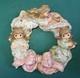 Precious Moments Rare Trio Of Angels Wreath With Holiday Pink Bow Tie Enesco 11