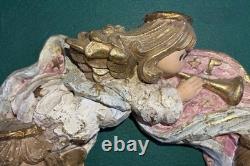Precious Moments Rare Trio of Angels Wreath with Holiday Pink Bow Tie Enesco 11