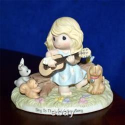 Precious Moments SING TO THE LORD A NEW SONG Girl with Guitar RARE! 182004