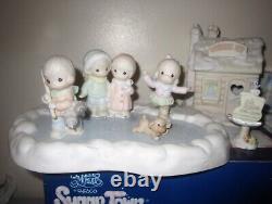 Precious Moments SUGAR TOWN Skating Pond + Extras Total 12 Items EUC with Boxes