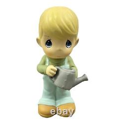 Precious Moments Sam B Garden Statue Set 2 Girl Boy Watering Can Shovel 2004