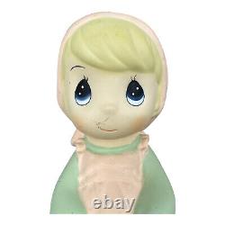 Precious Moments Sam B Garden Statue Set 2 Girl Boy Watering Can Shovel 2004