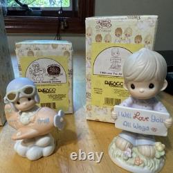 Precious Moments Set Of 9 Fighting Leadeth Heavenly Love Agree Bank Cake Future
