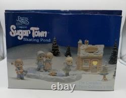 Precious Moments Sugar Town Skating Pond Complete 7 PC Collector Set 2 BONUS PCS
