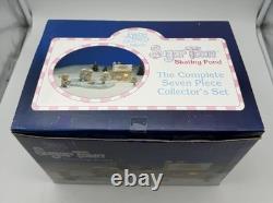 Precious Moments Sugar Town Skating Pond Complete 7 PC Collector Set 2 BONUS PCS