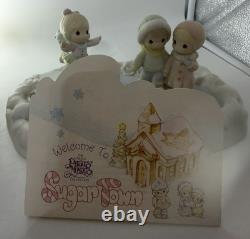 Precious Moments Sugar Town Skating Pond Complete 7 PC Collector Set 2 BONUS PCS