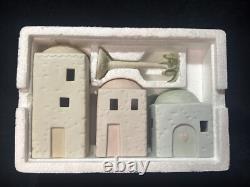 Precious Moments Three Buildings with Palm Tree E-2387 Nativity Scenery
