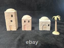 Precious Moments Three Buildings with Palm Tree E-2387 Nativity Scenery