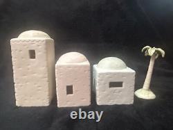 Precious Moments Three Buildings with Palm Tree E-2387 Nativity Scenery