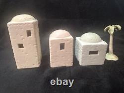 Precious Moments Three Buildings with Palm Tree E-2387 Nativity Scenery