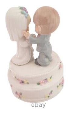 Precious Moments Wedding Cake Topper Groom Bride Couple Rare Retired Figurine