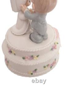 Precious Moments Wedding Cake Topper Groom Bride Couple Rare Retired Figurine