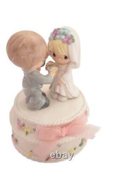 Precious Moments Wedding Cake Topper Groom Bride Couple Rare Retired Figurine