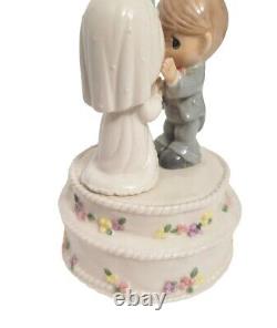 Precious Moments Wedding Cake Topper Groom Bride Couple Rare Retired Figurine