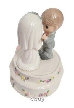 Precious Moments Wedding Cake Topper Groom Bride Couple Rare Retired Figurine