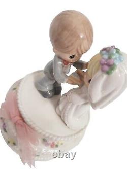 Precious Moments Wedding Cake Topper Groom Bride Couple Rare Retired Figurine