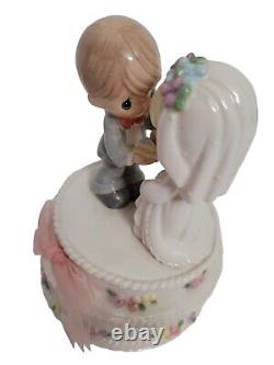 Precious Moments Wedding Cake Topper Groom Bride Couple Rare Retired Figurine