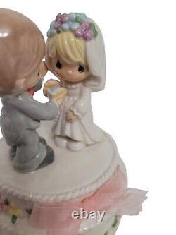 Precious Moments Wedding Cake Topper Groom Bride Couple Rare Retired Figurine