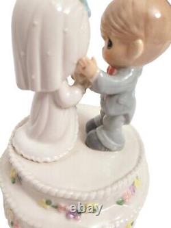 Precious Moments Wedding Cake Topper Groom Bride Couple Rare Retired Figurine