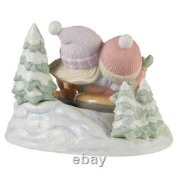 Precious Moments Winter Couple Snow Tubing Limited Edition Figurine Sled