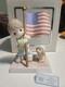 Precious Moments Figurine Holding Onto Freedom Double Signed Flag Patriotic Usa