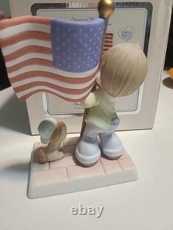 Precious Moments figurine Holding Onto Freedom Double Signed Flag Patriotic USA